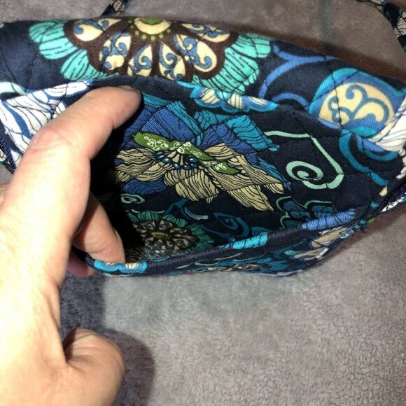 Vera Bradley MOD FLORAL Blue Pattern Purse Crossbody Bag Wrap Around Zip - Picture 7 of 10